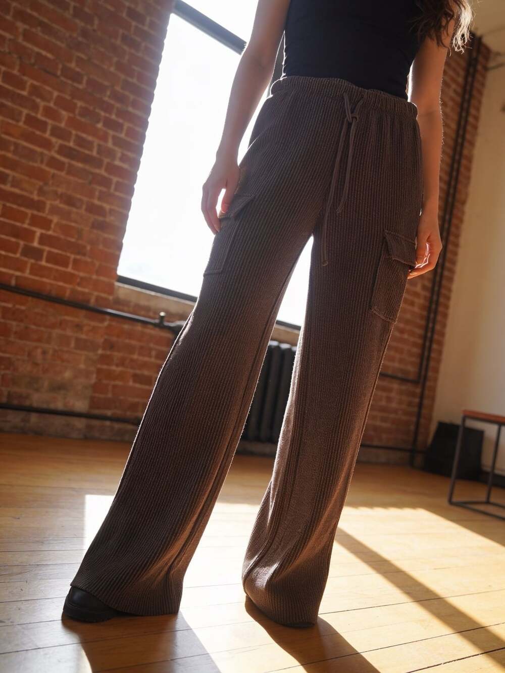 Streetwear Society Cargo Pants Size M Brown Knit